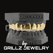 Grillz jewelry set on a black background with 'Grillz Jewelry' branding.