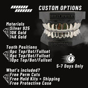 Grillz with customizable options on a black background