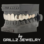 Grillz jewelry set on a black background with 'Grillz Jewelry' branding.
