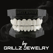 Custom moissanite grillz with honeycomb diamond setting in gold/silver/platinum - maximum sparkle dental jewelry