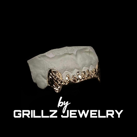 Grillz fangs with 3D dripping diamond cuts