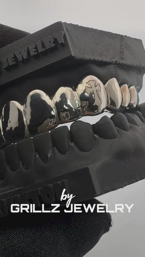 Personalized Laser-Engraved Grillz – Custom Name, Logo, or Text on Gold/Silver Teeth Covers